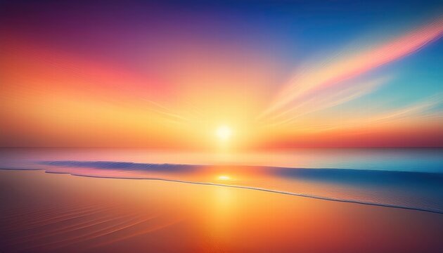 Vibrant Sunset Over the Ocean: A breathtaking panorama of a fiery sunset casting long shadows across the tranquil ocean, a canvas of vibrant hues painting the sky and reflecting on the water.  