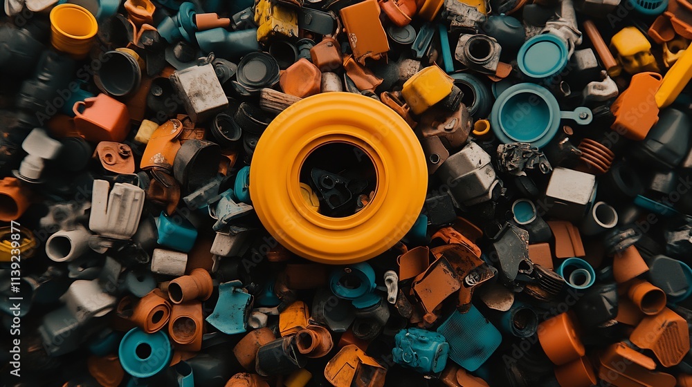 Poster colorful assortment of industrial components for creative design projects : generative ai