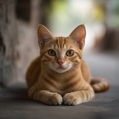 Picture of an orange cat sleeping happily, generative AI illustration