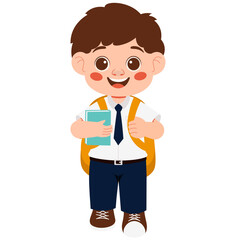 Happy Schoolboy with Backpack Illustration