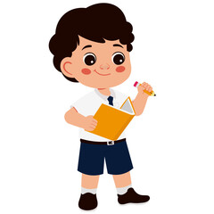 Boy Holding a Notebook Illustration