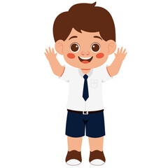 Cheerful Boy in School Uniform Illustration