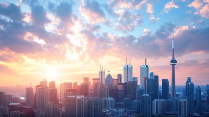 Fototapeta premium Futuristic Smart City Landscape of Toronto with Digital Alumni Associations