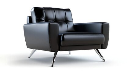 Obraz premium A black leather chair with a wooden frame