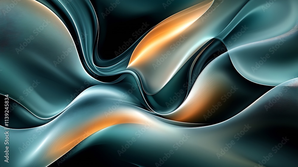 Poster innovative abstract waves with artistic fluidity and geometric harmony : generative ai