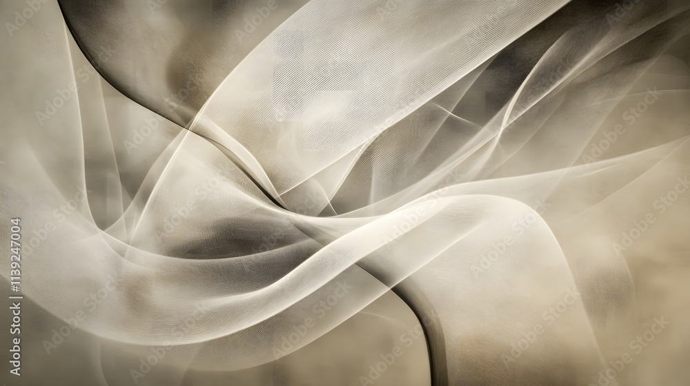 Poster ethereal flowing fabric in soft tones creating a dreamy abstract background ideal for artistic, eleg