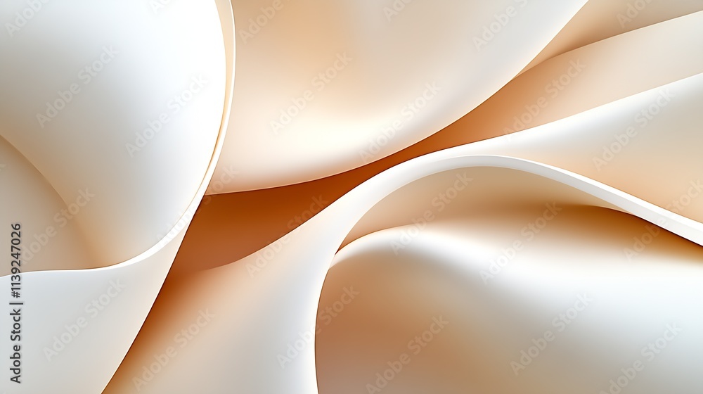 Aufkleber minimalist cream and beige abstract waves with soft flowing patterns for tranquil decor : generative