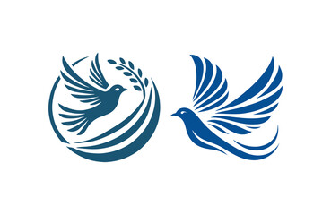 Obraz premium flying birds silhouette vector line art logo design