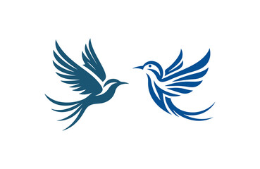 flying birds silhouette vector line art logo design