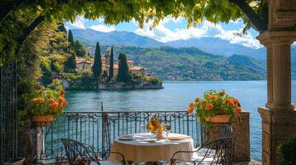 Lake Como's Breathtaking View: A Romantic Alfresco Dining Experience