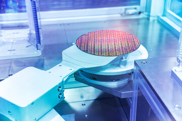 Silicon Wafers and Microcircuits with Automation system control application on automate robot arm