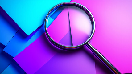 A detailed IT Security Risk Assessment concept depicted with a magnifying glass focused on a document within an abstract technological environment, signifying scrutiny and protection.
