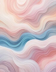 Obraz premium Soft pastel wave patterns interwoven with abstract line art