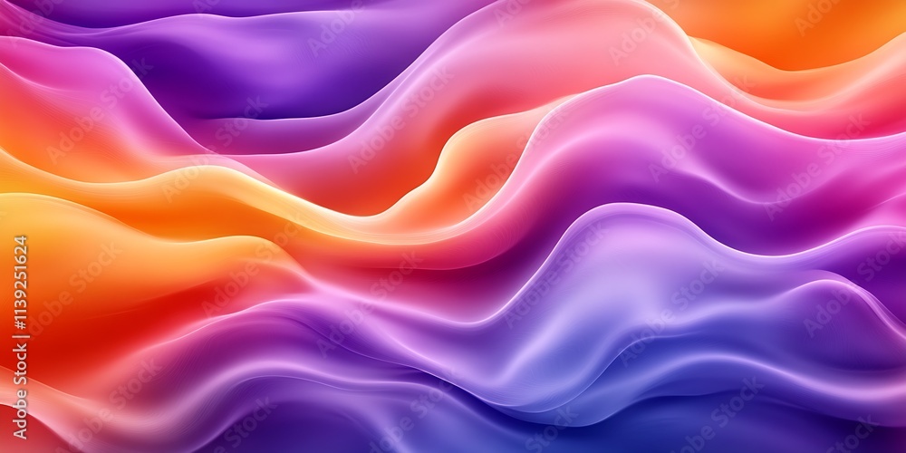Leinwandbilder vibrant waves of color in abstract digital art with gradient orange purple : generative ai