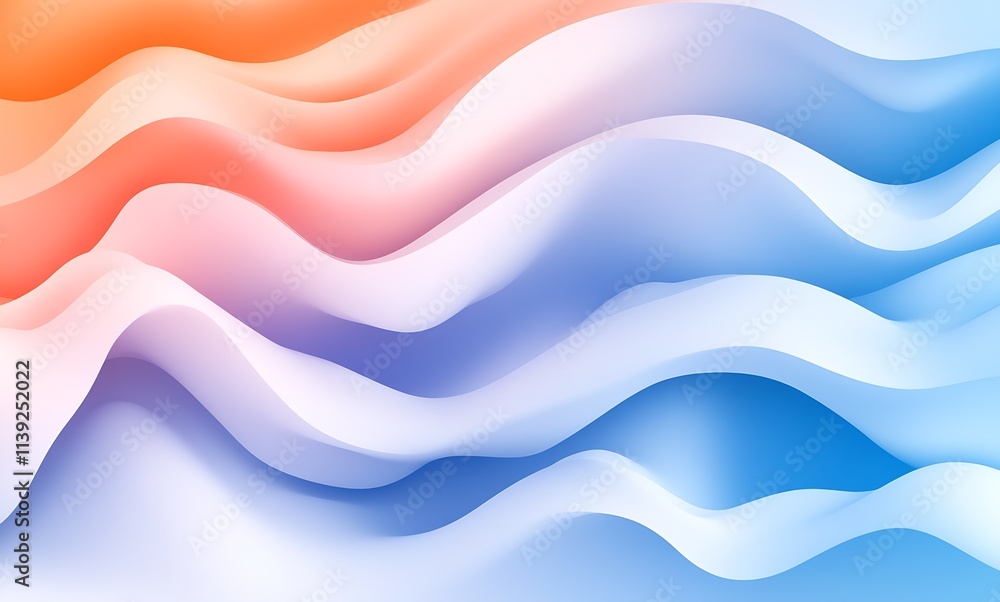 Aufkleber dynamic colorful flowing wave design in orange and blue abstract art : generative ai
