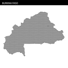 Burkina Faso map outline highlighting geographical features and boundaries