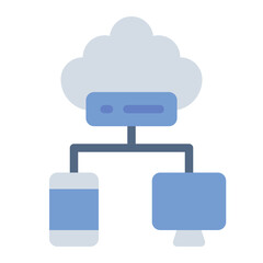 Cloud storage network flat icon for IoT data and secure file management