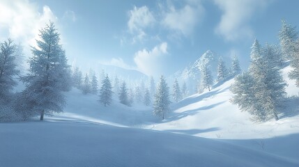 Snowy Mountain Landscape: Winter Wonderland Scene
