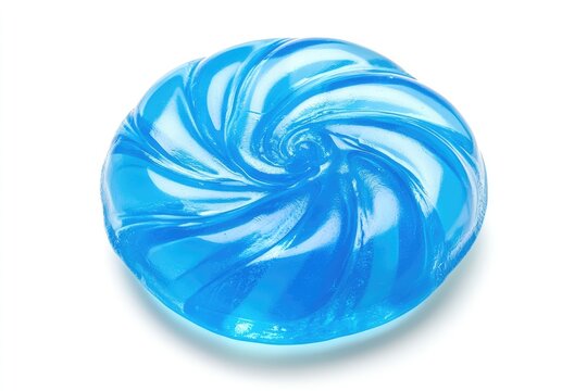 A single blue swirl candy isolated on white - Powered by Adobe