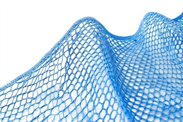 Blue Netting Fabric Displays Wavelike Pattern