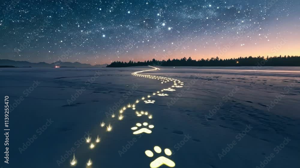 Poster glittering voyage as the sparkling cursor moves it leaves glowing footprints in the form of stars cr