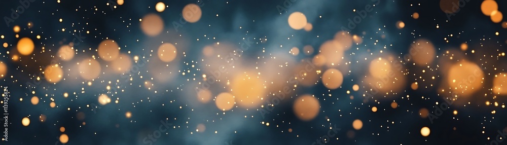 Poster abstract glitter background with warm bokeh lights, generative ai