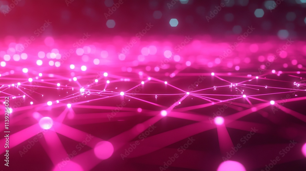 Aufkleber futuristic hot pink 3d digital background with intricate neon network lines conveying advanced conne