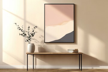 Minimalist Interior Design Featuring Abstract Art and Plants
