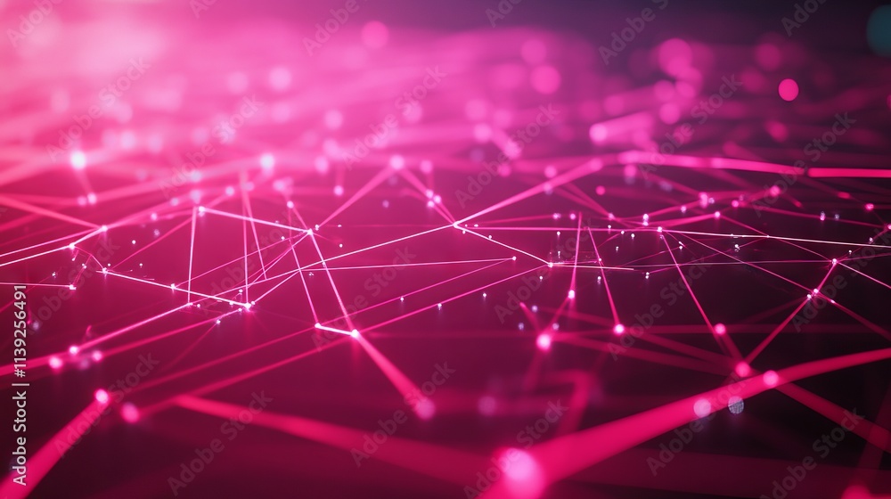 Aufkleber futuristic hot pink 3d digital background with intricate neon network lines conveying advanced conne