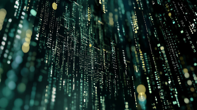 digital shield with binary code patterns
