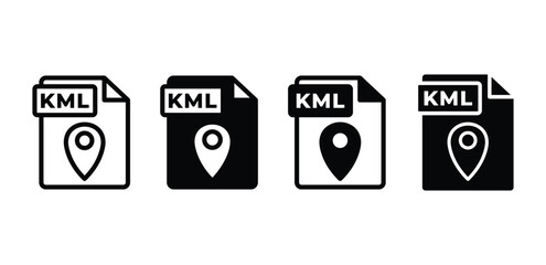 KML file format type document icon vector design black white color simple flat illustration isolated