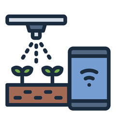 Smart irrigation filled line icon and agriculture system for IoT farming