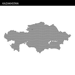 Fototapeta premium Map outline of Kazakhstan illustrated in hexagonal dotted design on white background
