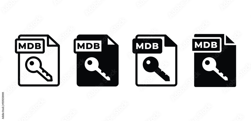 Poster mdb file format icon vector design illustration black white color simple style isolated