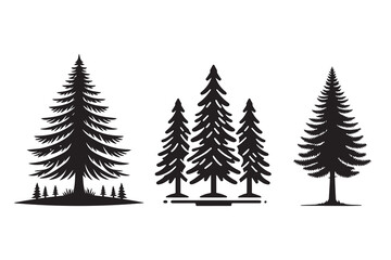 Obraz premium Pine Tree Silhouette Illustration 