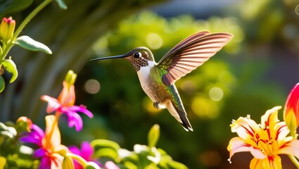 Fototapeta premium hummingbird feeding on flower