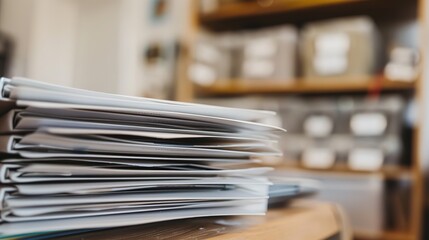 Close-up of neatly organized inbox on digital screen with blurred email icons and folders, symbolizing efficient email storage and management.