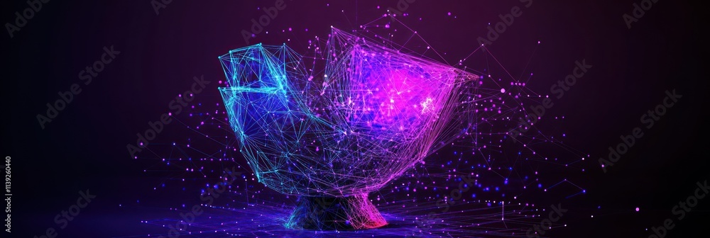 Aufkleber abstract digital mesh structure in neon pink and blue.