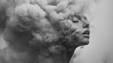 Surreal Smoke Portrait: Dreamlike Woman in Haze