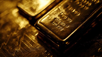 Polished Gold Bars Reflecting Light