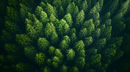 Fototapeta premium Aerial View of a Lush Green Coniferous Forest