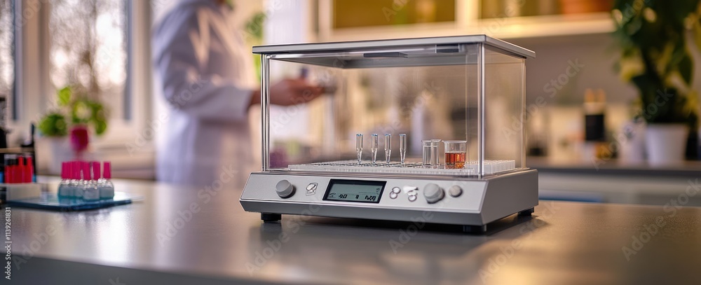 Poster lab with shaker for testing liquids.