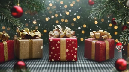 christmas composition on a transparent background with a gift concept