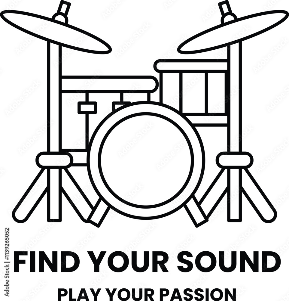 Poster a drum set with a drum head and drum shells
