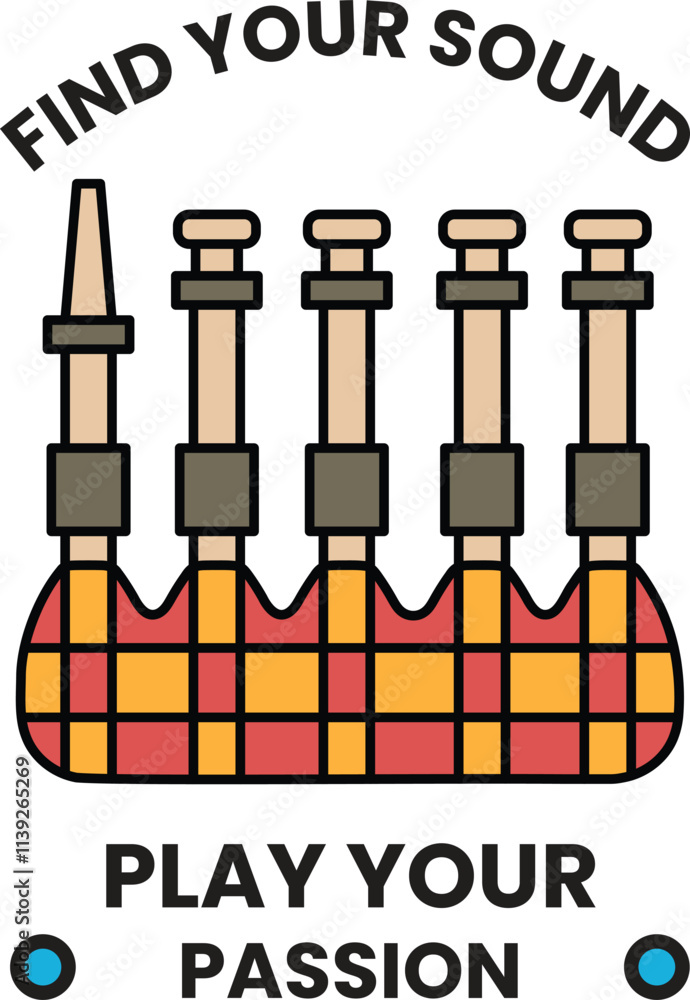 Poster a drawing of a pipe organ with the words find your sound written above it