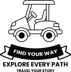 A black and white golf cart with a seat and a steering wheel