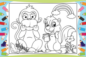 coloring animal cartoon for kids