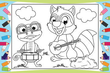 coloring animal cartoon for kids