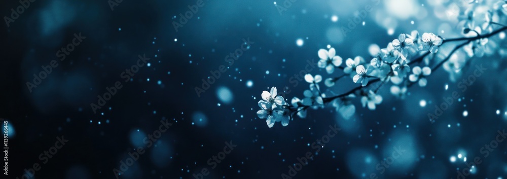Aufkleber blue blossoms with bokeh and soft focus.