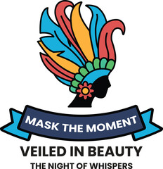 Illustration in concept of Dance Mask in line illustration style